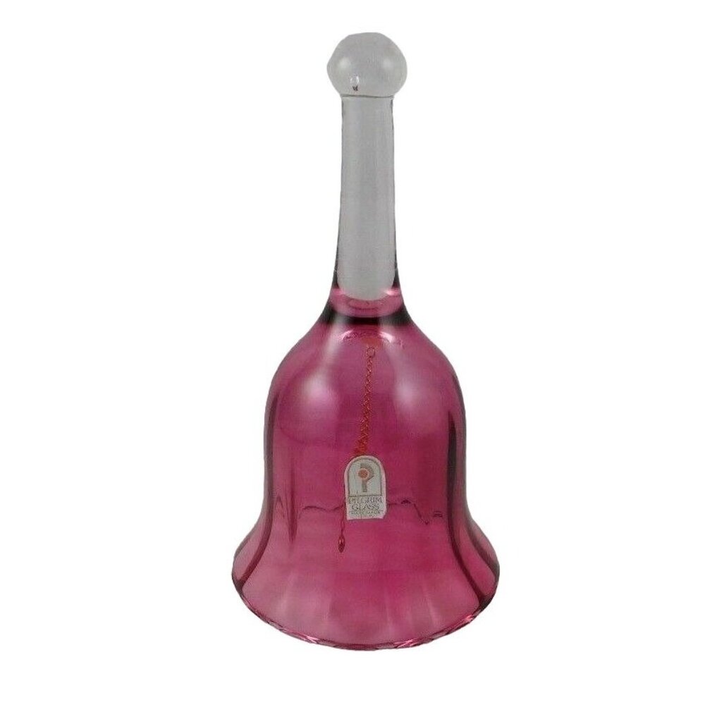 Pilgrim Cranberry Glass Bell Vintage Clear Handle & Faintly Flared Base